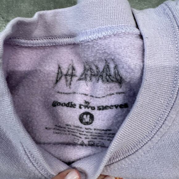 Vintage Y2K Purple Def Leppard Band Tour Crewneck Pullover Sweatshirt Medium - Picture 3 of 6